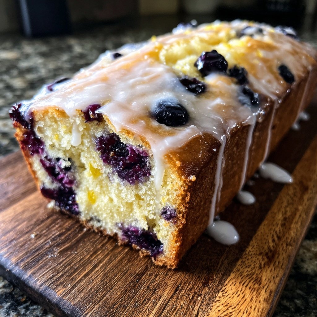 Blueberry Lemon Loaf With Glaze