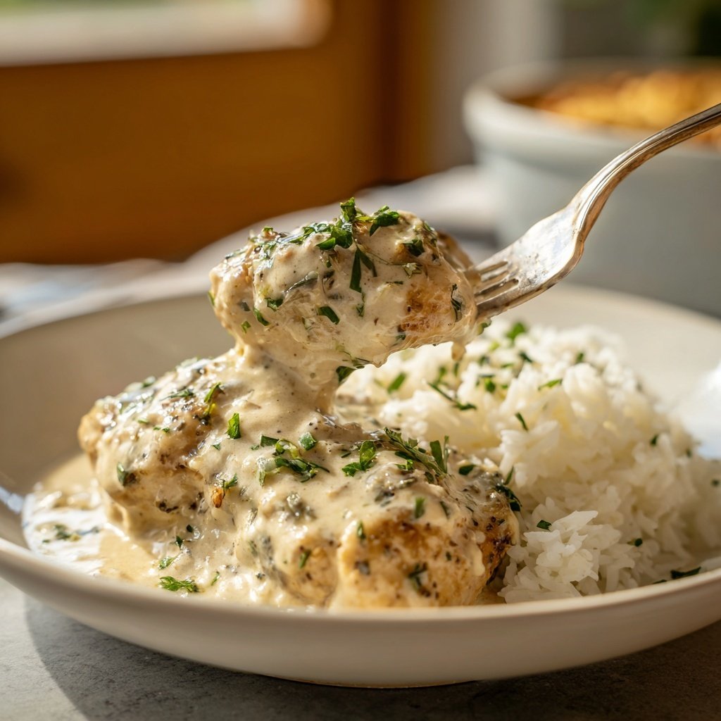 Creamy Garlic Chicken With Rice