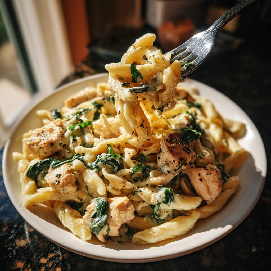 Creamy Spinach And Chicken Pasta