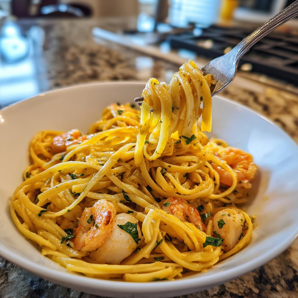 Saffron Seafood Linguine