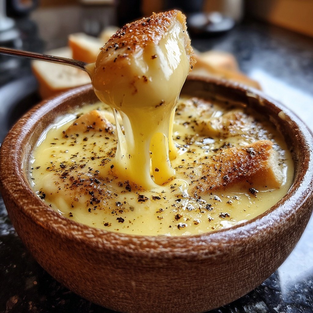 Fondue with Raclette and Cracked Pepper